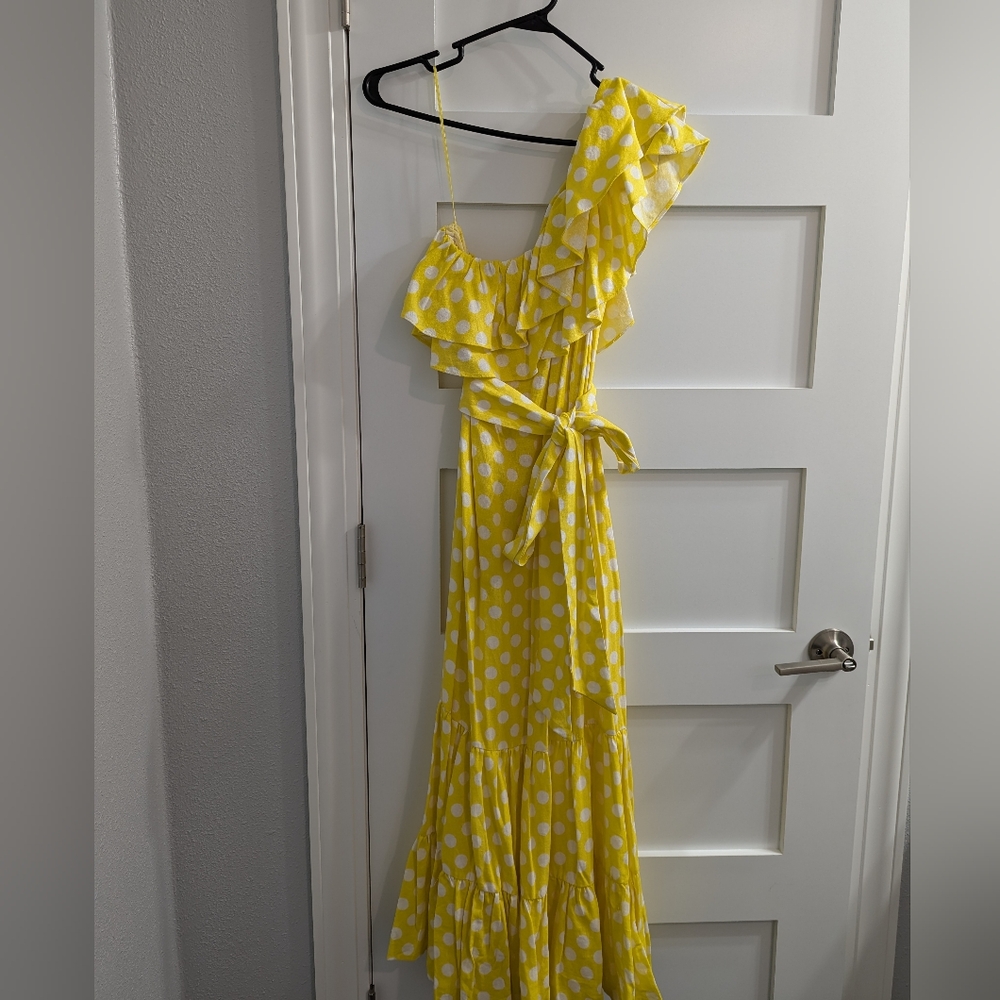 Lisa Marie Fernandez for Target One Shoulder Yellow Maxi Twirl Dress